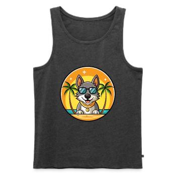 Tschechoslowakische Vlcak Hunderasse Cartoon Sonnenbrille - Männer Premium Bio Tank Top - Anthrazit meliert - Vorne - Michal (187cm)
