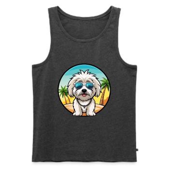 Coton De Tulear Hunderasse Cartoon Sonnenbrille Strand - Männer Premium Bio Tank Top - Anthrazit meliert - Vorne - Michal (187cm)
