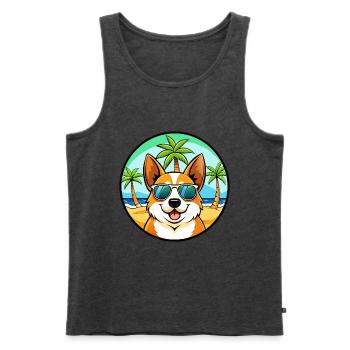 Corgi Hund Rasse Cartoon Sonnenbrille Strand - Männer Premium Bio Tank Top - Anthrazit meliert - Vorne - Michal (187cm)
