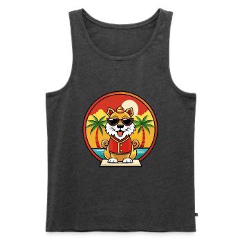 Chinese Imperial Dog Breed Cartoon Sunglass Beach - Men's Premium Organic Tank Top - heather anthracite - Front - Michal (187cm)