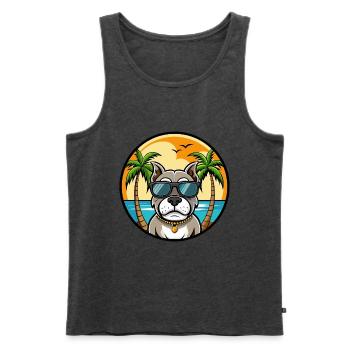 Bully Kutta Chien Race Dessin Animé Lunettes De Soleil Plage - Débardeur bio Premium Homme - anthracite chiné - Devant - Michal (187cm)