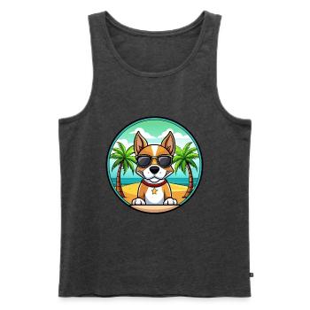 Brasilianischer Terrier Hunderasse Cartoon Sonnenbrille Strand - Männer Premium Bio Tank Top - Anthrazit meliert - Vorne - Michal (187cm)