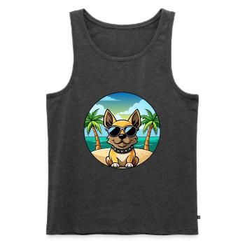 Braque Français Hunderasse Cartoon Sonnenbrille Strand - Männer Premium Bio Tank Top - Anthrazit meliert - Vorne - Michal (187cm)