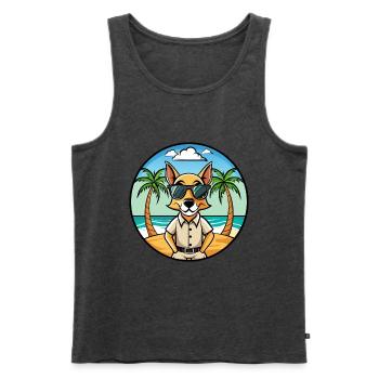 Braque Saint Germain Hunderasse Cartoon Sonnenbrille - Männer Premium Bio Tank Top - Anthrazit meliert - Vorne - Michal (187cm)