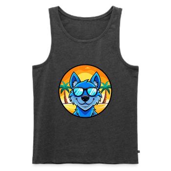 Blaue Spitzenhunderasse Cartoon Sonnenbrille Strand - Männer Premium Bio Tank Top - Anthrazit meliert - Vorne - Michal (187cm)