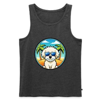 Bichon frisé race de chien dessin animé lunettes de soleil plage - Débardeur bio Premium Homme - anthracite chiné - Devant - Michal (187cm)