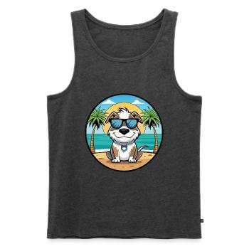 Argentino Chien Race Dessin Animé Lunettes De Soleil Plage - Débardeur bio Premium Homme - anthracite chiné - Devant - Michal (187cm)