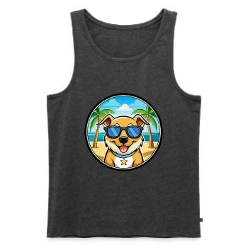 Aidi Hunderasse Cartoon Sonnenbrille Strand - Männer Premium Bio Tank Top - Anthrazit meliert - Vorne - Michal (187cm)