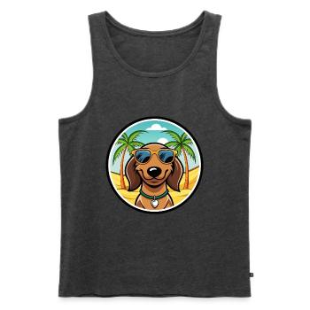 Teckel de Westphalie Race De Chien Dessin Animé Plage - Débardeur bio Premium Homme - anthracite chiné - Devant - Michal (187cm)