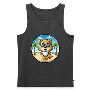 Spielzeug Deutscher Spitz Hund Rasse Cartoon Sonnenbrille Strand - Männer Premium Bio Tank Top - Anthrazit meliert - Vorne - Michal (187cm)