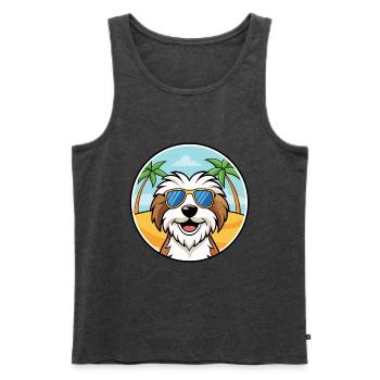 Tibet Terrier Hund Rasse Cartoon Sonnenbrille Strand - Männer Premium Bio Tank Top - Anthrazit meliert - Vorne - Michal (187cm)