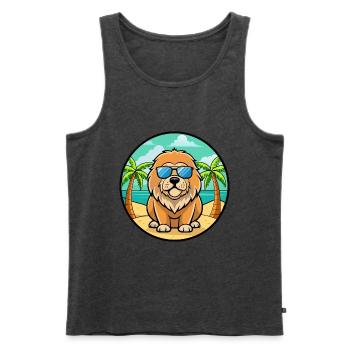 Tibetische Dogge Hunderasse Cartoon Sonnenbrille Strand - Männer Premium Bio Tank Top - Anthrazit meliert - Vorne - Michal (187cm)