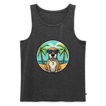 Spanische Dogge Hund Rasse Cartoon Sonnenbrille Strand - Männer Premium Bio Tank Top - Anthrazit meliert - Vorne - Michal (187cm)