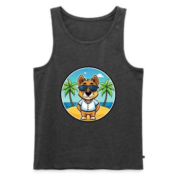 Sporting Lucas Terrier Hunderasse Cartoon Beach - Männer Premium Bio Tank Top - Anthrazit meliert - Vorne - Michal (187cm)