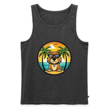 Smaland Hound Hund Rasse Cartoon Sonnenbrille Strand - Männer Premium Bio Tank Top - Anthrazit meliert - Vorne - Michal (187cm)