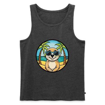Seskar phoque chien race dessin animé lunettes de soleil plage - Débardeur bio Premium Homme - anthracite chiné - Devant - Michal (187cm)