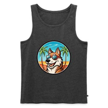 Russischer Jagdhund Rasse Cartoon Sonnenbrille Strand - Männer Premium Bio Tank Top - Anthrazit meliert - Vorne - Michal (187cm)