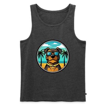 Rottweiler Chien Race Dessin Animé Lunettes De Soleil Plage - Débardeur bio Premium Homme - anthracite chiné - Devant - Michal (187cm)