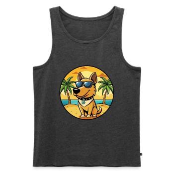 Polnische Jagdhunderasse Cartoon Sonnenbrille Strand - Männer Premium Bio Tank Top - Anthrazit meliert - Vorne - Michal (187cm)