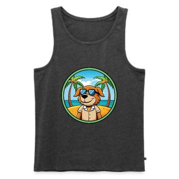 Poitevin Hound Hund Rasse Cartoon Sonnenbrille Strand - Männer Premium Bio Tank Top - Anthrazit meliert - Vorne - Michal (187cm)