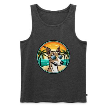 Polnischer Windhund Hund Rasse Cartoon Sonnenbrille Strand - Männer Premium Bio Tank Top - Anthrazit meliert - Vorne - Michal (187cm)