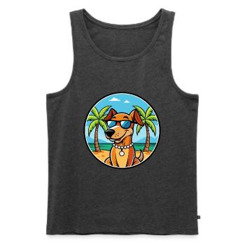 Polnische Jagdhunderasse Cartoon Sonnenbrille Strand - Männer Premium Bio Tank Top - Anthrazit meliert - Vorne - Michal (187cm)