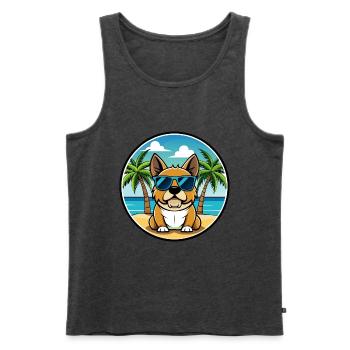 Perro De Presa Mallorquinische Hunderasse Cartoon Beach - Männer Premium Bio Tank Top - Anthrazit meliert - Vorne - Michal (187cm)