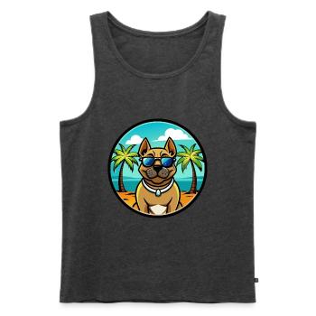 Perro De Presa Canario Hunderasse Cartoon Strand - Männer Premium Bio Tank Top - Anthrazit meliert - Vorne - Michal (187cm)
