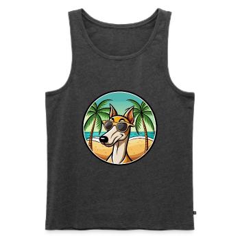 Old Croatian Sighthound Dog Breed Cartoon Beach - Men's Premium Organic Tank Top - heather anthracite - Front - Michal (187cm)