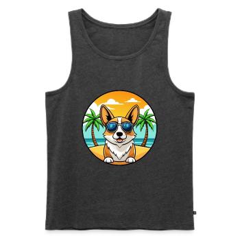 Pembroke Welsh Corgi Hunderasse Cartoon Sonnenbrille - Männer Premium Bio Tank Top - Anthrazit meliert - Vorne - Michal (187cm)
