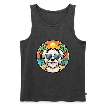 Maltese Dog Breed Cartoon Sunglasses Beach - Men's Premium Organic Tank Top - heather anthracite - Front - Michal (187cm)