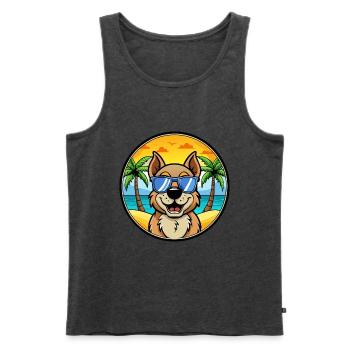 Berger De Beauce Hunderasse Cartoon Sonnenbrille Strand - Männer Premium Bio Tank Top - Anthrazit meliert - Vorne - Michal (187cm)