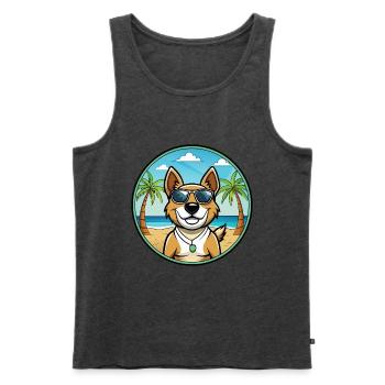 Teddy Roosevelt Terrier Race Chien Dessin Animé Plage - Débardeur bio Premium Homme - anthracite chiné - Devant - Michal (187cm)