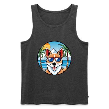 Norwegische Lundehund Hunderasse Cartoon Sonnenbrille - Männer Premium Bio Tank Top - Anthrazit meliert - Vorne - Michal (187cm)
