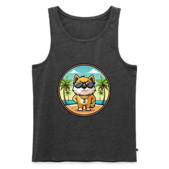 Milieu Asiatique Ovtcharka Chien Race Dessin Animé Plage - Débardeur bio Premium Homme - anthracite chiné - Devant - Michal (187cm)