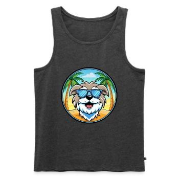 Maltese Dog Breed Cartoon Sunglasses Beach - Men's Premium Organic Tank Top - heather anthracite - Front - Michal (187cm)