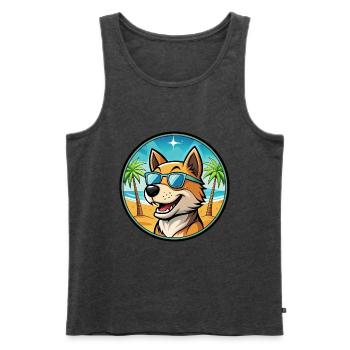 Lucas Terrier Hunderasse Cartoon Sonnenbrille Strand - Männer Premium Bio Tank Top - Anthrazit meliert - Vorne - Michal (187cm)