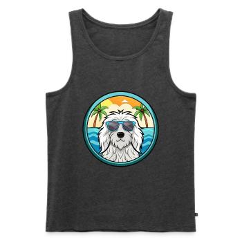 Komondor Hunderasse Cartoon Sonnenbrille Strand - Männer Premium Bio Tank Top - Anthrazit meliert - Vorne - Michal (187cm)