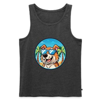 Koolie Hunderasse Cartoon Sonnenbrille Strand - Männer Premium Bio Tank Top - Anthrazit meliert - Vorne - Michal (187cm)