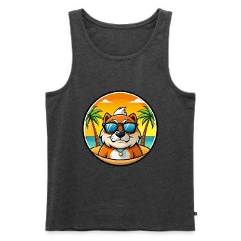 Moscow Watchdog Breed Cartoon Sunglasses Beach - Men's Premium Organic Tank Top - heather anthracite - Front - Michal (187cm)