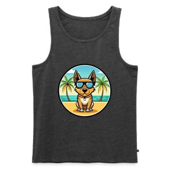 Lancashire Heeler Hunderasse Cartoon Sonnenbrille Strand - Männer Premium Bio Tank Top - Anthrazit meliert - Vorne - Michal (187cm)