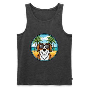 Landseer Dog Breed Cartoon Sunglasses Beach - Men's Premium Organic Tank Top - heather anthracite - Front - Michal (187cm)