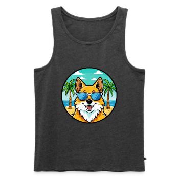 Deutscher Spitz Hund Rasse Cartoon Sonnenbrille Strand - Männer Premium Bio Tank Top - Anthrazit meliert - Vorne - Michal (187cm)