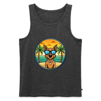 Jagdterrier Hunderasse Cartoon Sonnenbrille Strand - Männer Premium Bio Tank Top - Anthrazit meliert - Vorne - Michal (187cm)