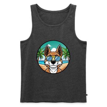 Drever Hunderasse Cartoon Sonnenbrille Strand - Männer Premium Bio Tank Top - Anthrazit meliert - Vorne - Michal (187cm)
