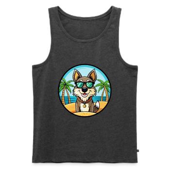 Georgischer Schäferhund Hunderasse Cartoon Sonnenbrille Strand - Männer Premium Bio Tank Top - Anthrazit meliert - Vorne - Michal (187cm)