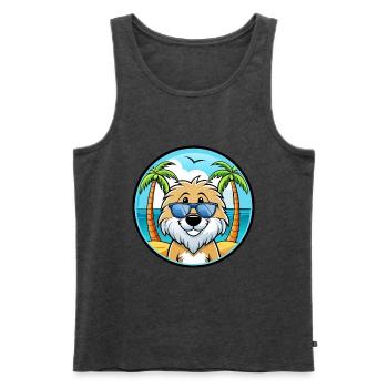 Friesische Wasserhundrasse Cartoon Sonnenbrille Strand - Männer Premium Bio Tank Top - Anthrazit meliert - Vorne - Michal (187cm)