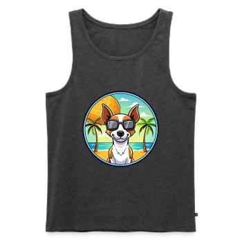 Decker Rat Terrier Hunderasse Cartoon Sonnenbrille - Männer Premium Bio Tank Top - Anthrazit meliert - Vorne - Michal (187cm)