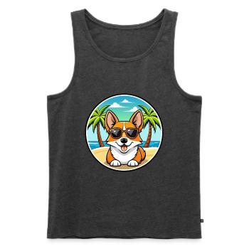 Corgi Hund Rasse Cartoon Sonnenbrille Strand - Männer Premium Bio Tank Top - Anthrazit meliert - Vorne - Michal (187cm)