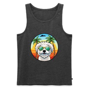 Coton De Tulear Hunderasse Cartoon Sonnenbrille Strand - Männer Premium Bio Tank Top - Anthrazit meliert - Vorne - Michal (187cm)